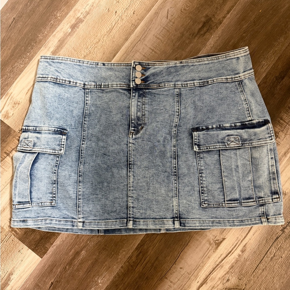 ARULA Light Blue Denim Mini Skirt
